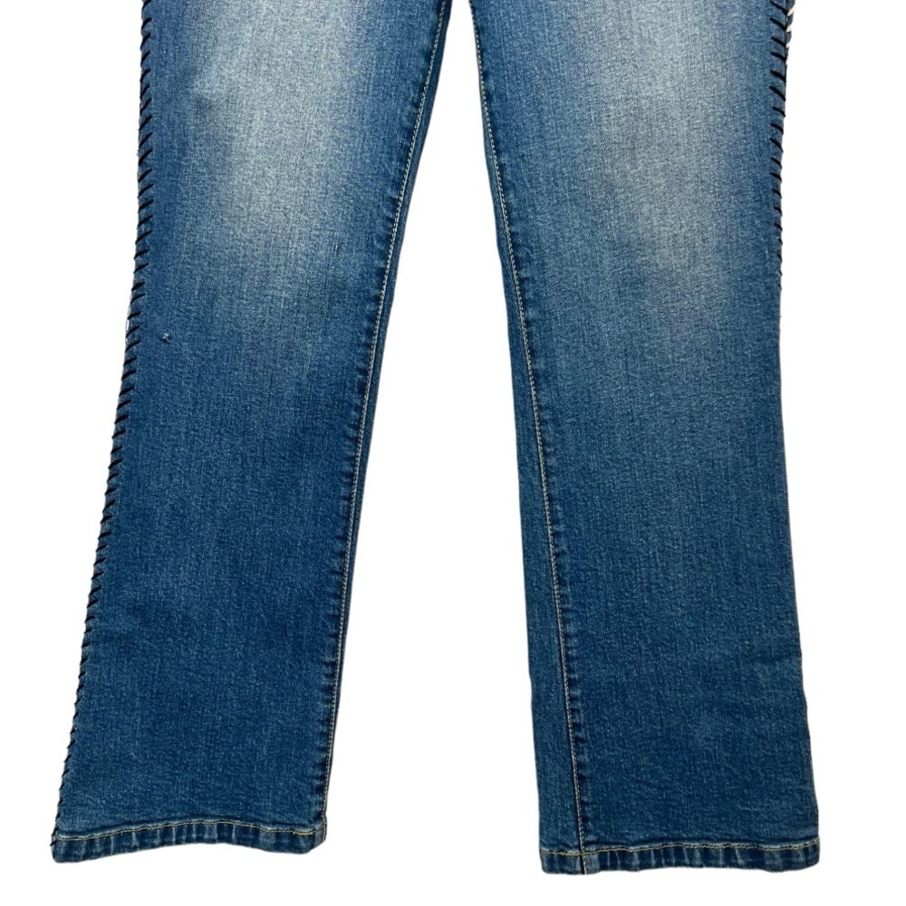 Alice + Olivia Side Stitch Boho Stretch Premium Denim Ankle Flare Jeans Women 27 - Picture 3 of 11